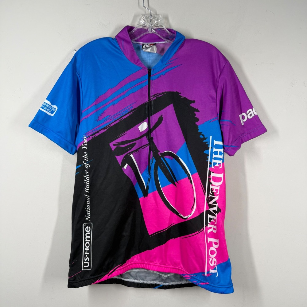Vintage 1995 Denver Post Ride The Rockies Cycling Jersey Pace Sportswear Large
